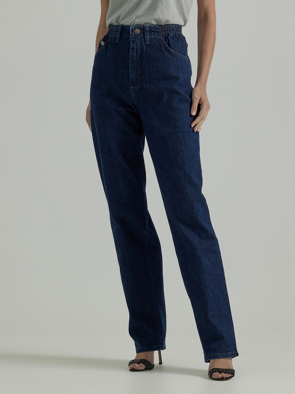 WOMEN’S SIDE ELASTIC JEAN IN DARK INDIGO
