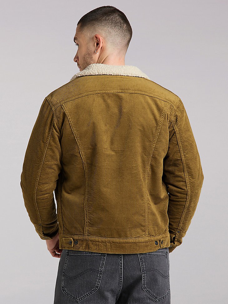 MEN'S LEE EUROPEAN COLLECTION CORDUROY SHERPA LINED RIDER JACKET IN TUMBLEWEED