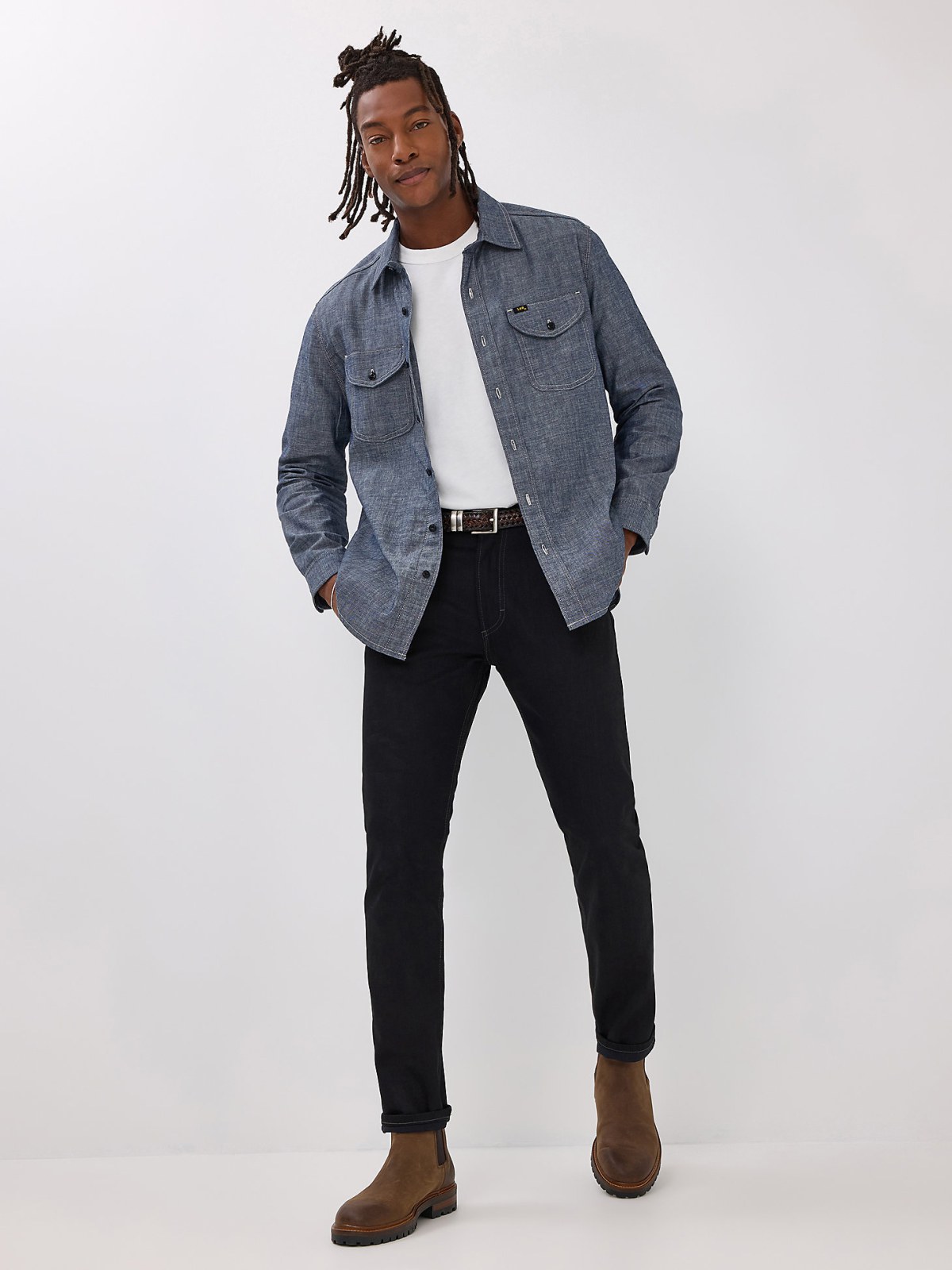 MEN'S LEE 101 RIDER SLIM FIT BUTTON FLY PANT IN DRY BLACK
