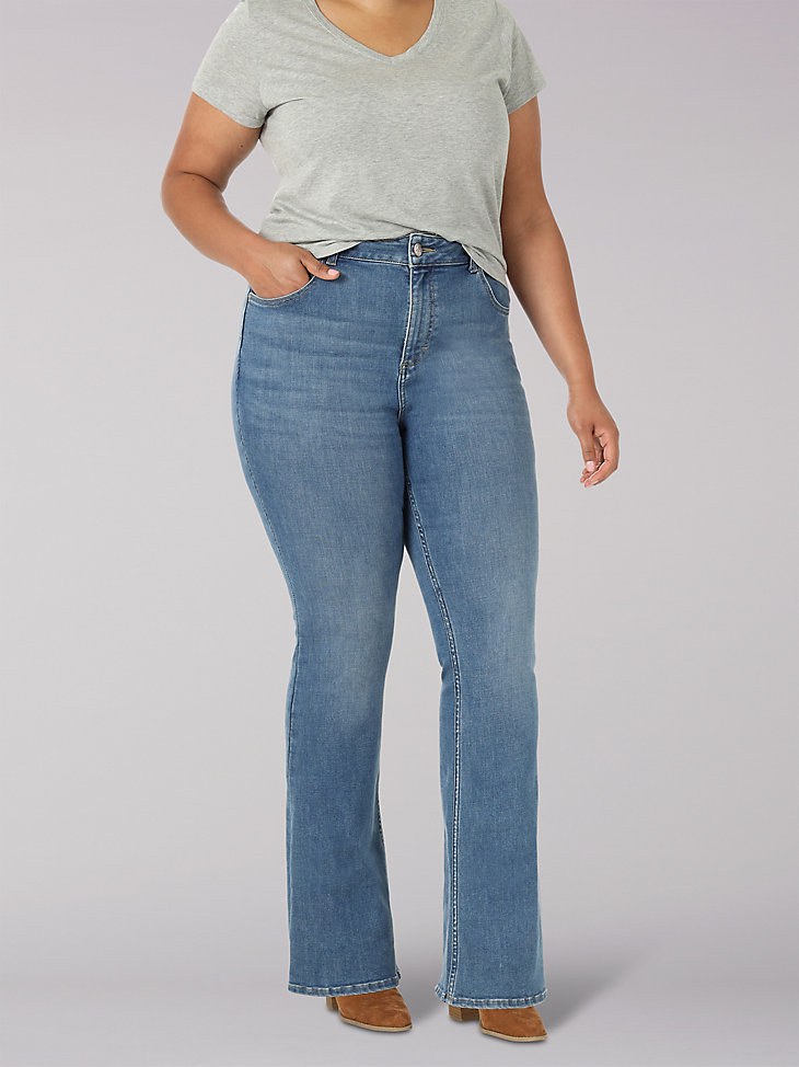 WOMEN'S HIGH RISE SLIM FIT MINI FLARE JEAN (PLUS) IN FRONTIER