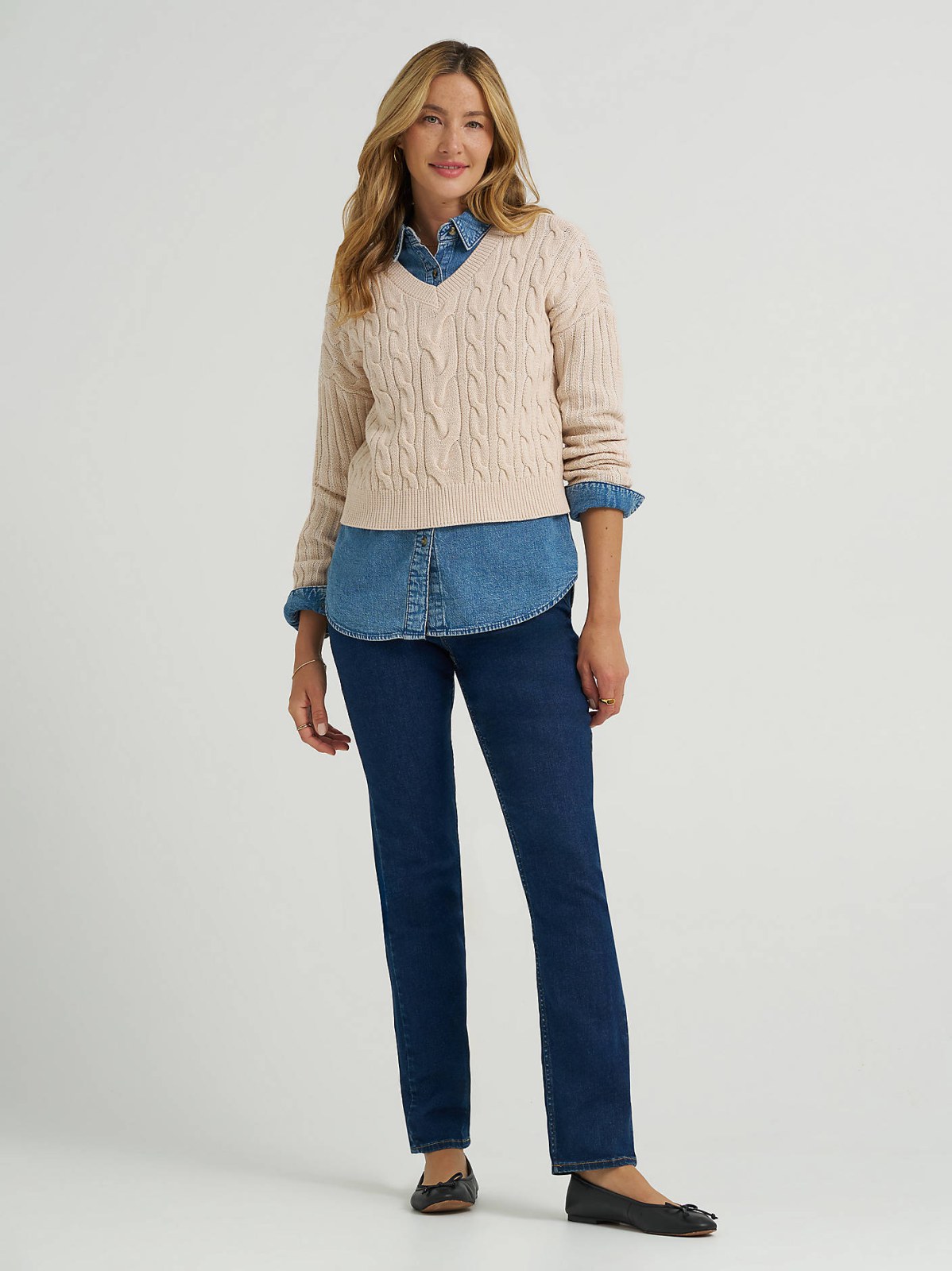 Women's V-Neck Plaited Sweater - view 4