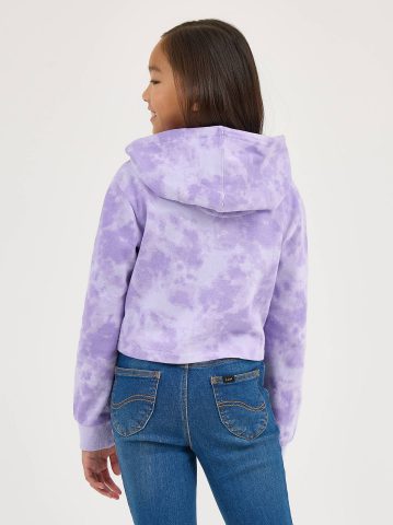 Girl's Tie Dye Crop Logo Hoodie