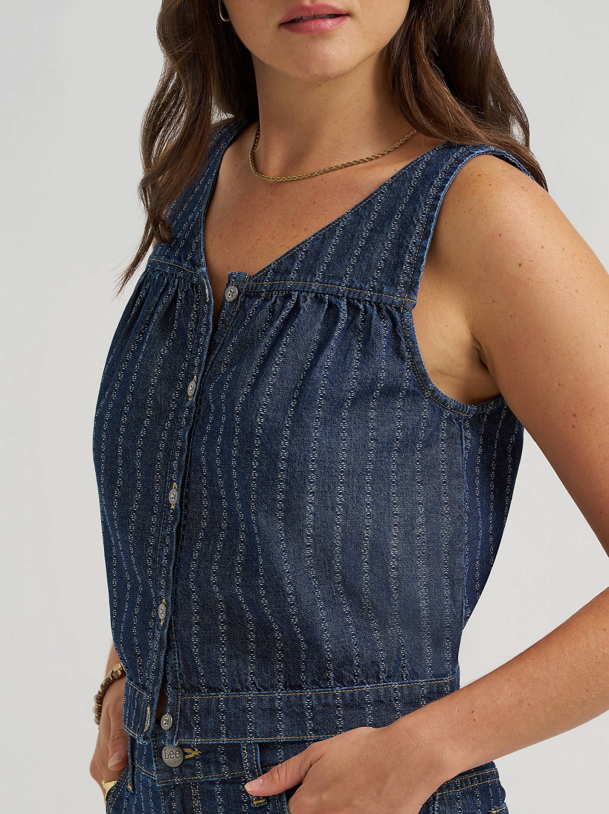 Women's V-Neck Stripe Tank Top - view 4
