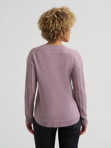 Women's Curved Hem Cable Knit Sweater