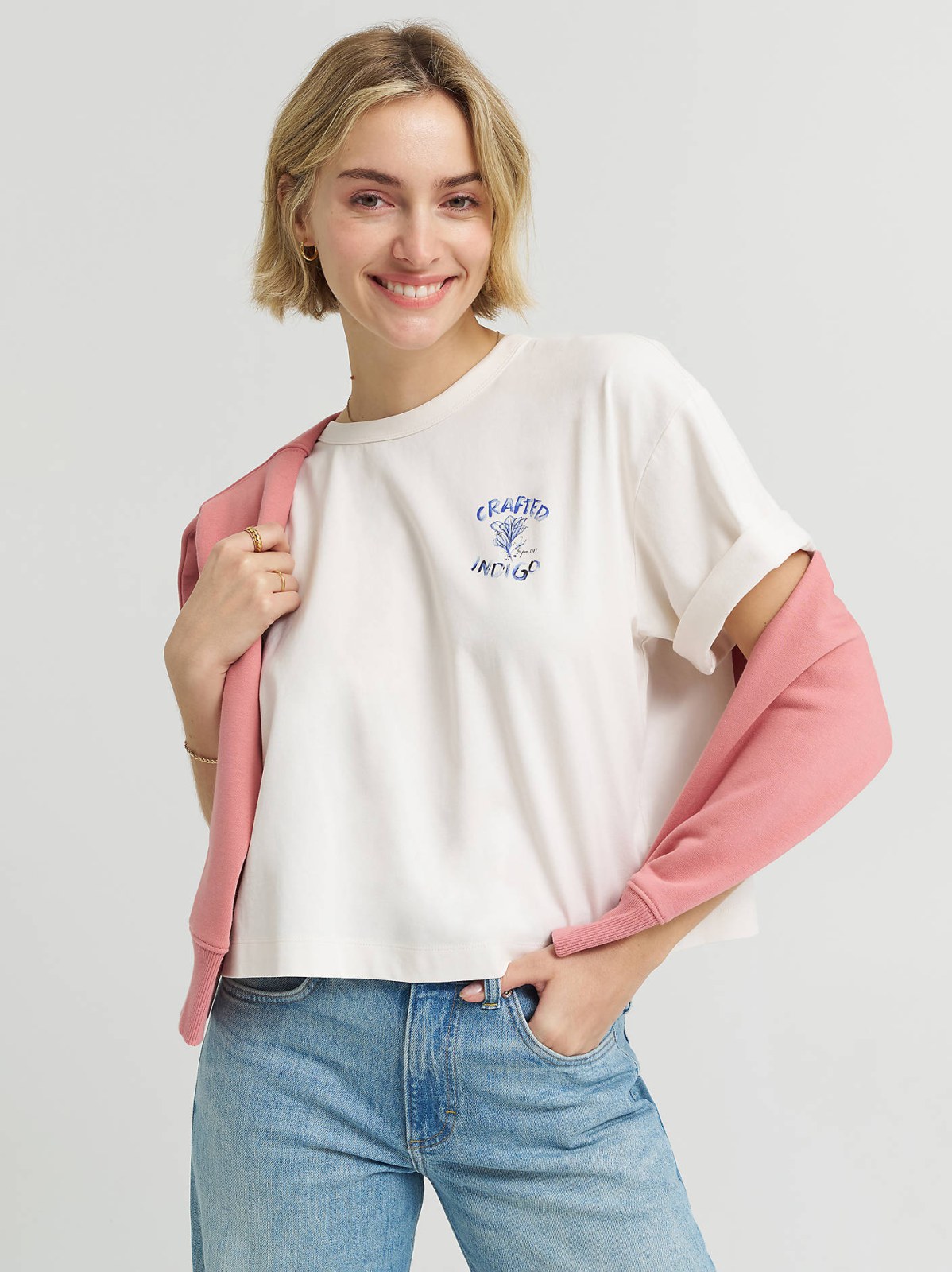 Women's Boxy Fit Crafted Indigo Graphic Tee - view 3