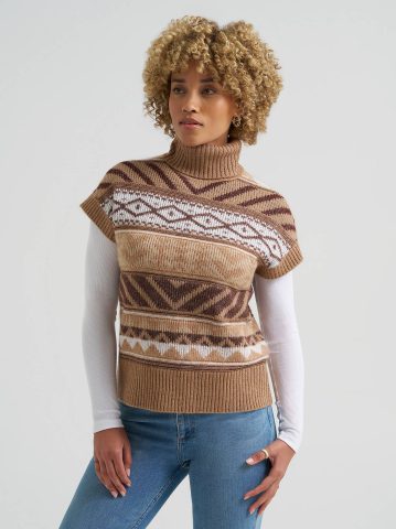 Women's Sleeveless Turtle Neck Sweater Vest