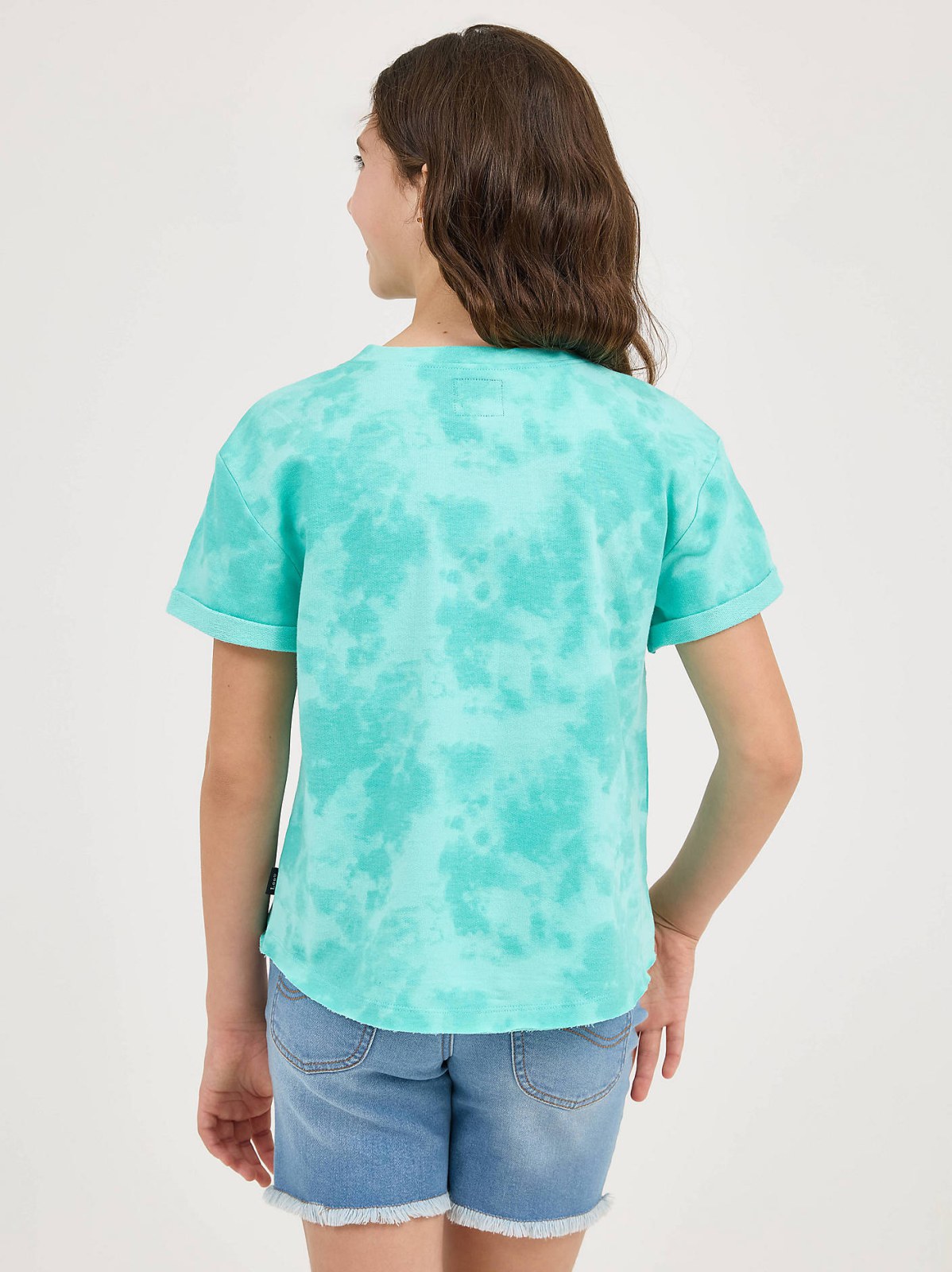 Girl's Short Sleeve Tie Dye French Terry Crop Sweatshirt - view 2