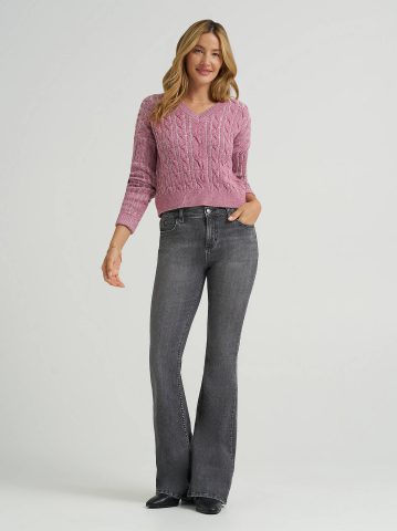 Women's V-Neck Plaited Sweater