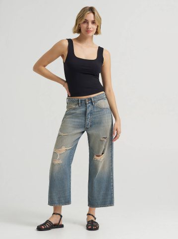 Women's Loose Crop Button-Fly Jean