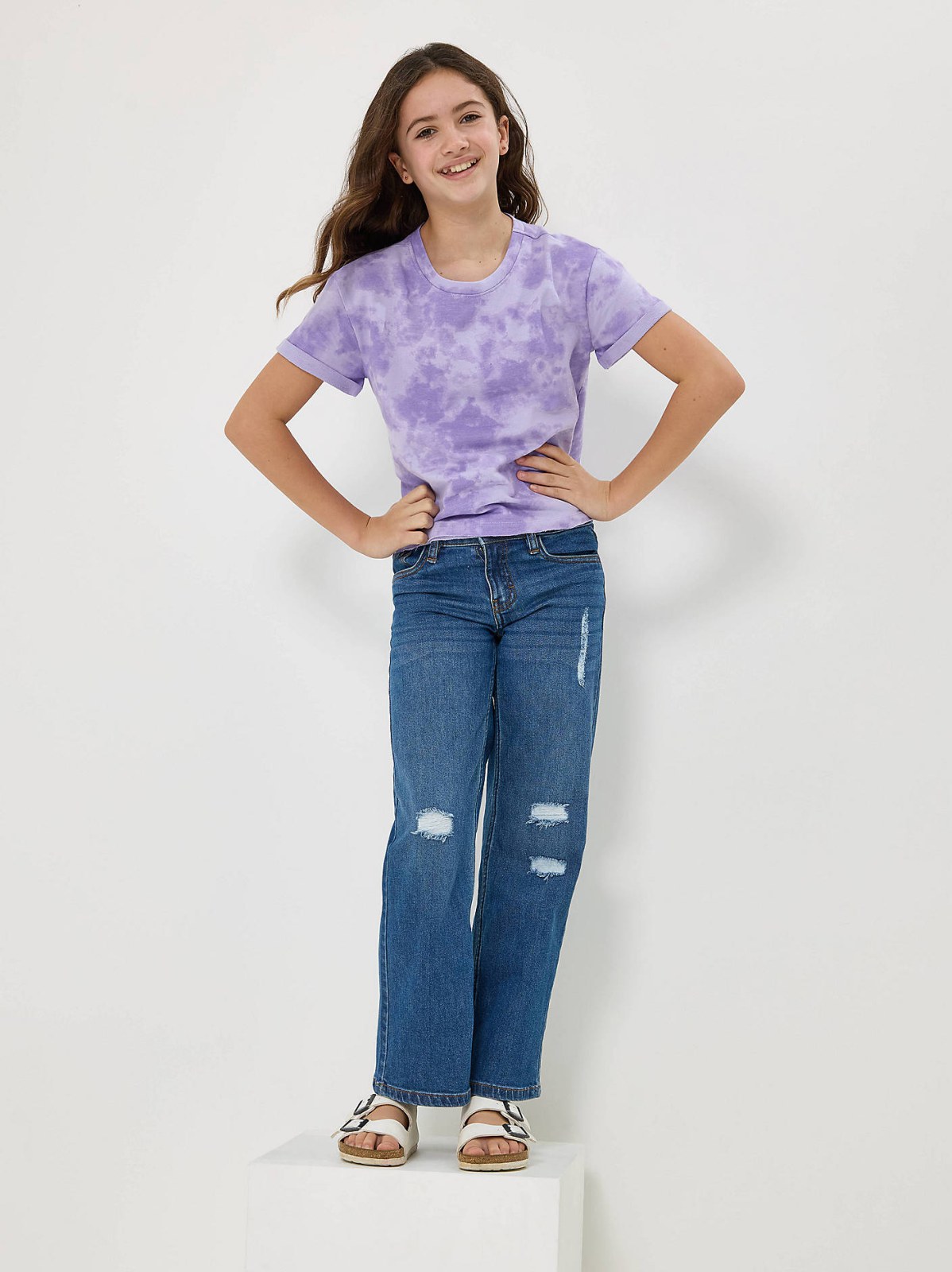Girl's Distressed Wide Leg Jean - view 7