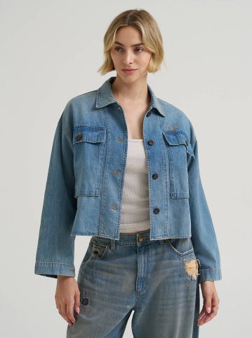 Women's Oversized Double Pocket Utility Overshirt