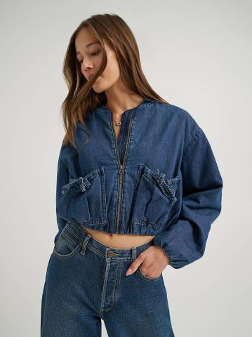 Women's Oversized Denim Bubble Jacket