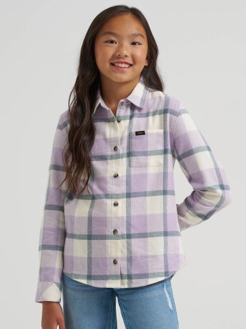 Girl's One Pocket Plaid Flannel Shirt