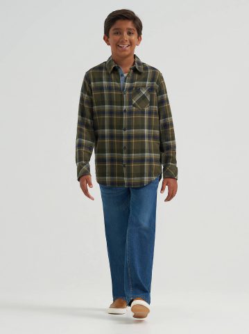 Boy's One Pocket Plaid Flannel Shirt