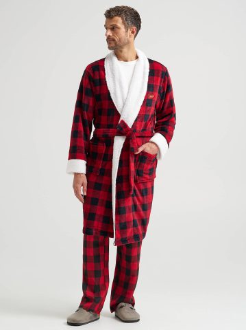 Men's Sherpa Lined Flannel Robe