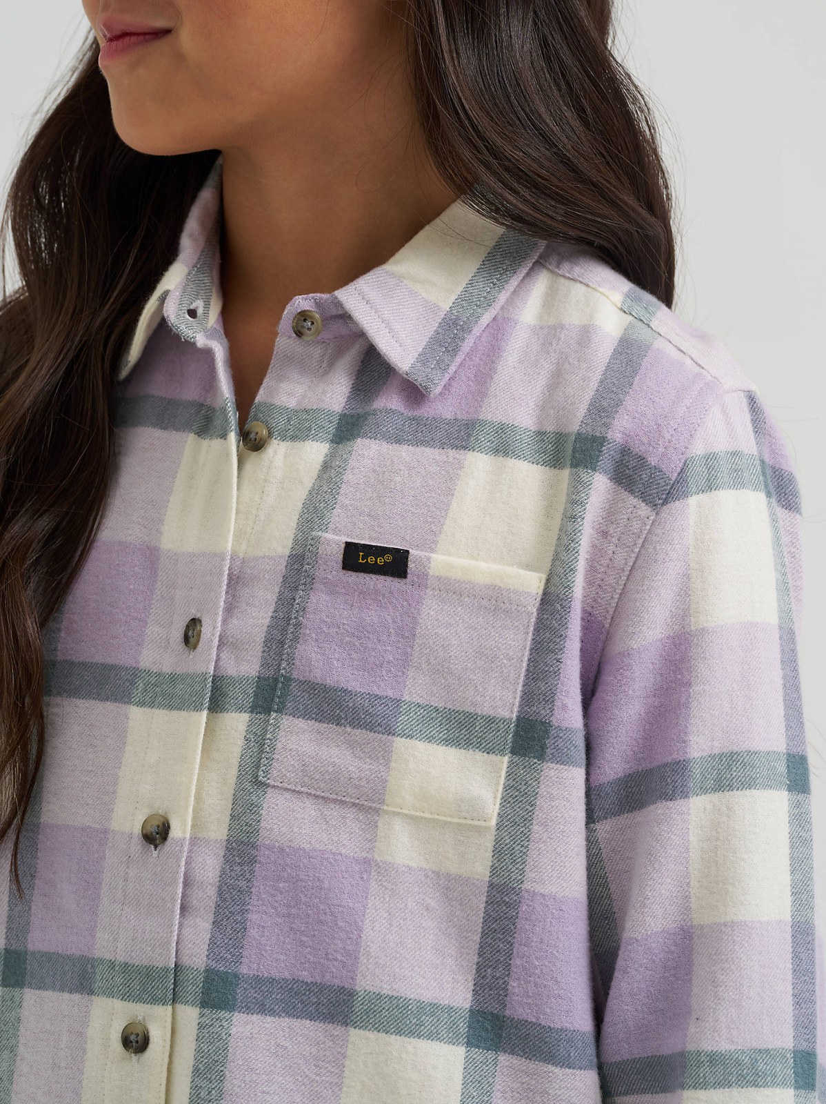 Girl's One Pocket Plaid Flannel Shirt - view 3