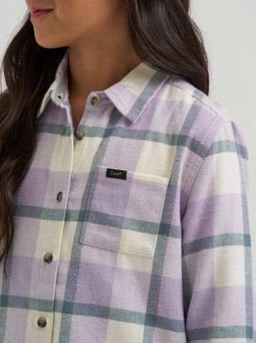Girl's One Pocket Plaid Flannel Shirt