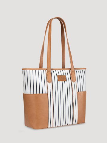Women's Stripe Logo Tote With Side Pockets