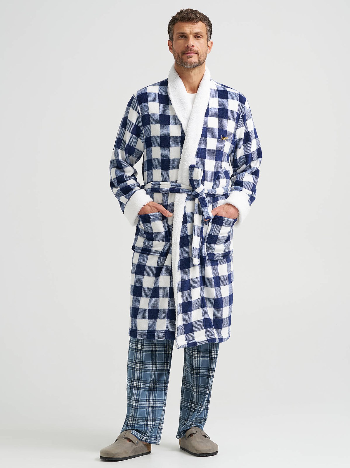 Men's Sherpa Lined Flannel Robe
