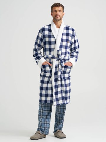 Men's Sherpa Lined Flannel Robe