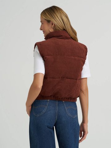 Women's Corduroy Puffer Vest — alternate view