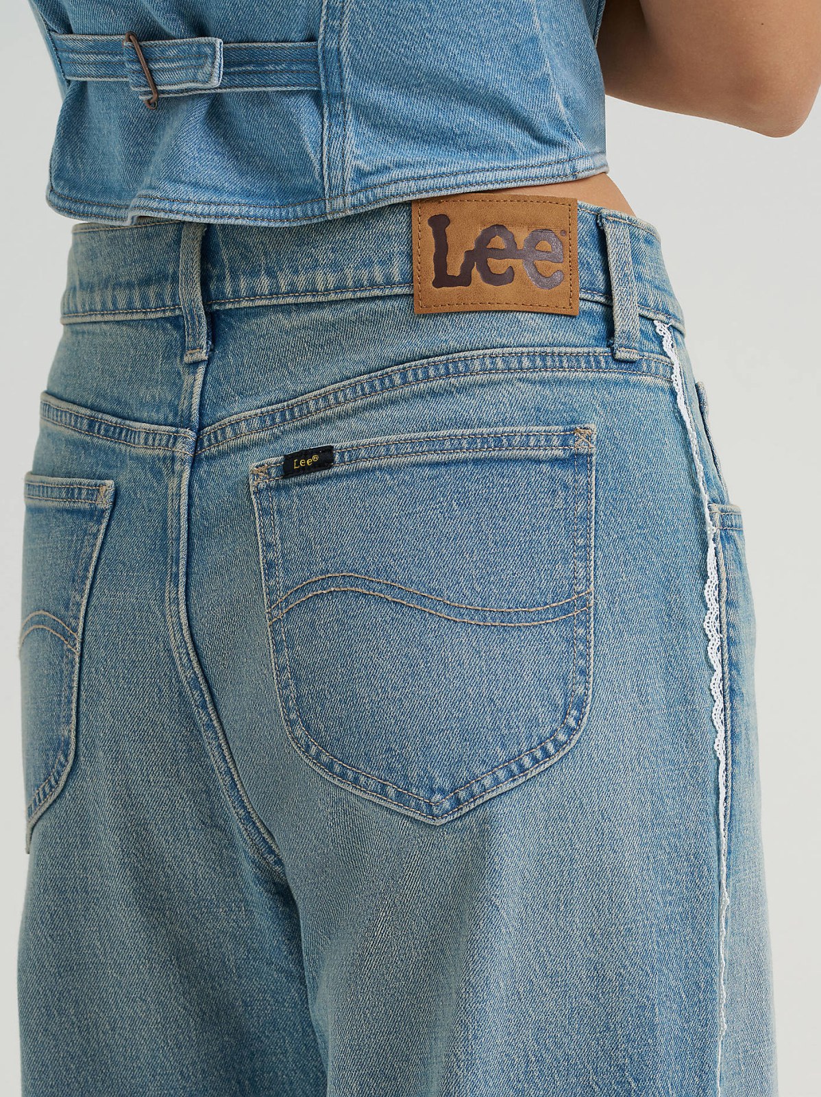Women's Lace Side Seam Low Slung Baggy Jean - view 6