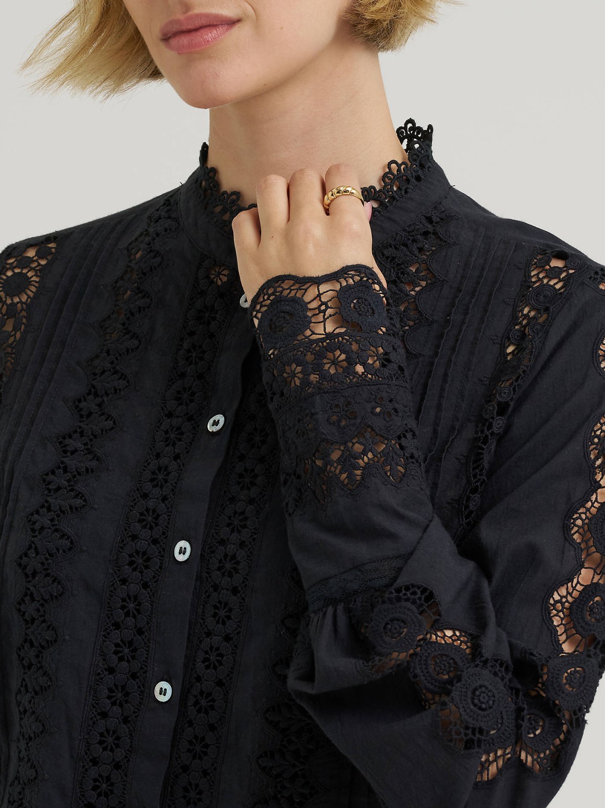 Women's Lace Button Down Blouse - view 3