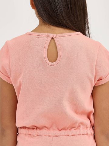 Girl's French Terry Roll Sleeve Romper