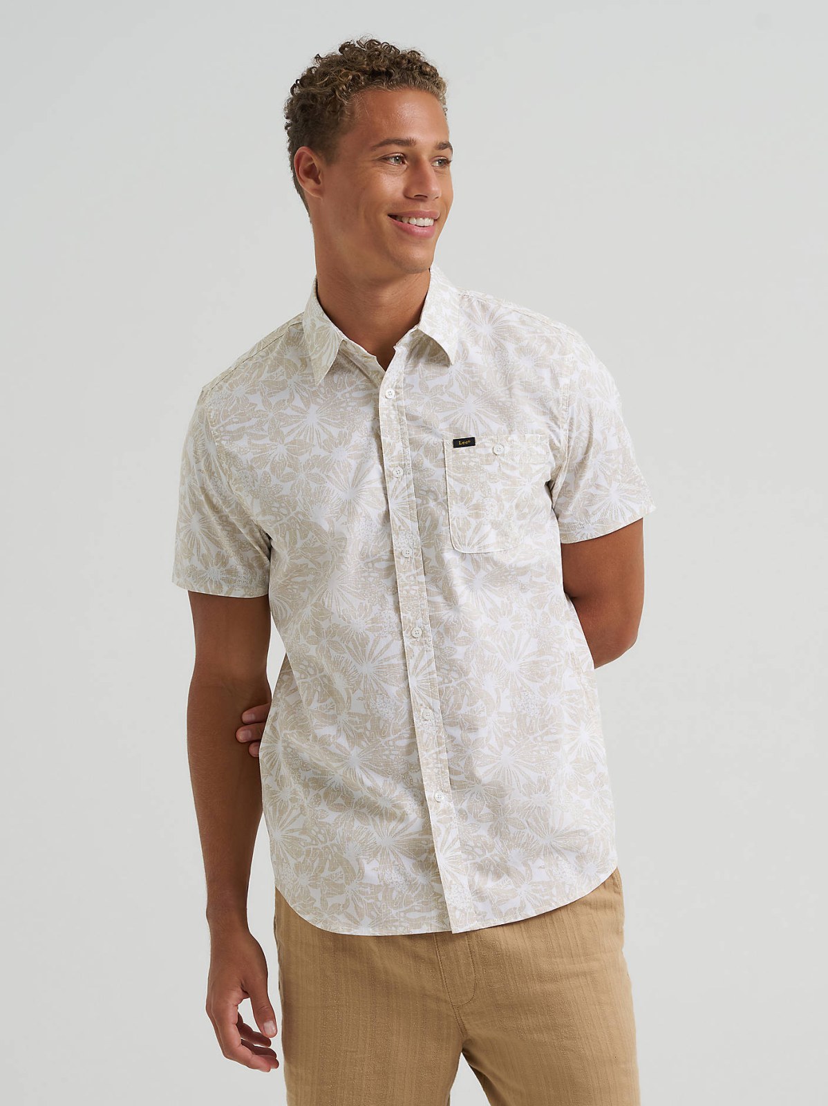 Men's Textured Floral Button Down Shirt
