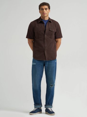 Men's Double Chest Patch Pocket Button Down Shirt