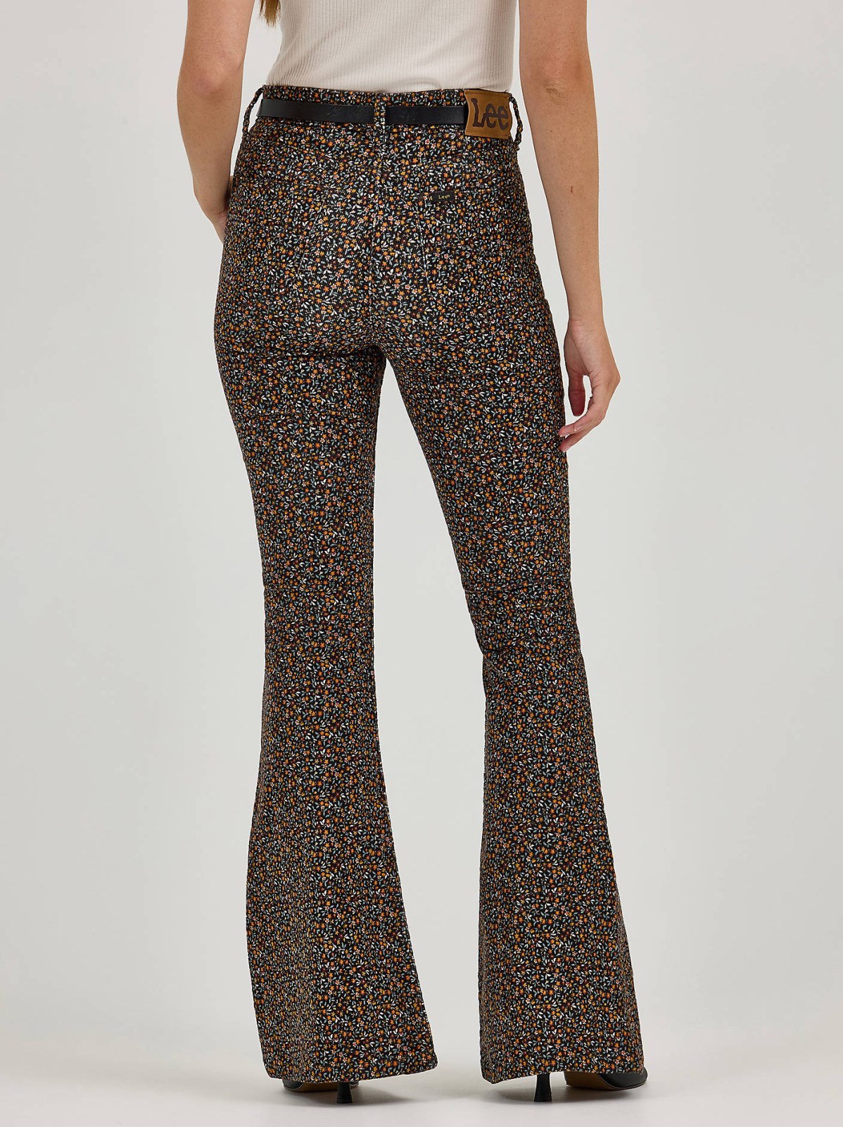 Women's High Rise Floral Print Corduroy Flare Jean - view 2