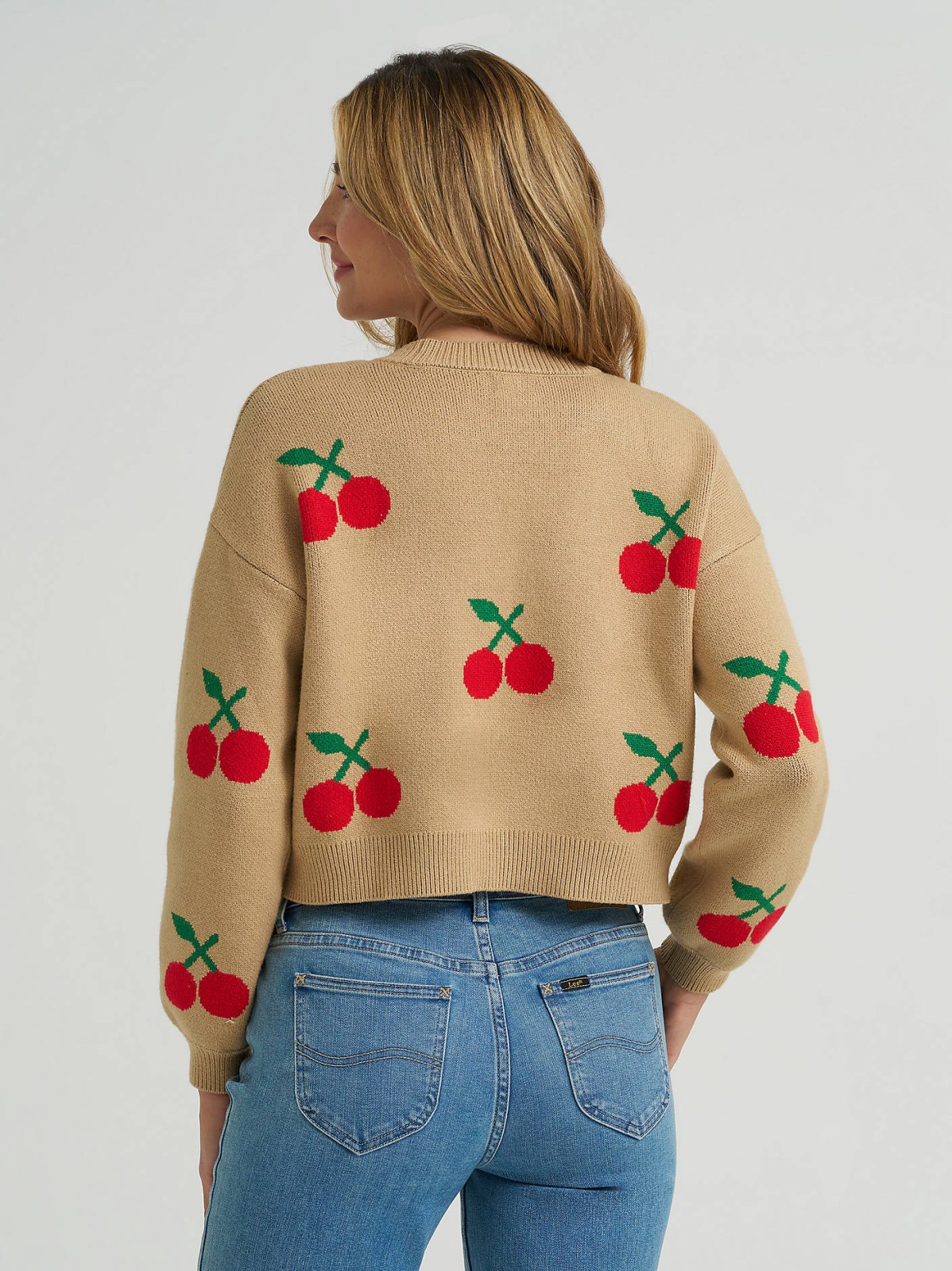 Women's Cherry Print All Over Crop Sweater - view 2