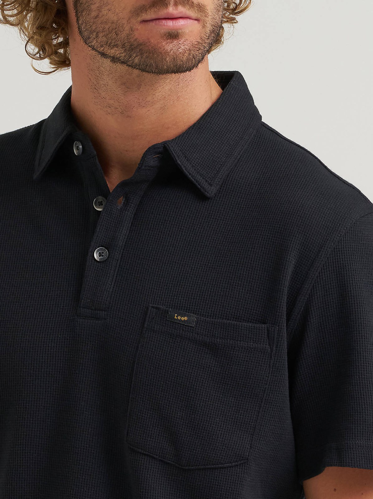 Men's Lightweight Waffle Knit Polo Shirt - view 3