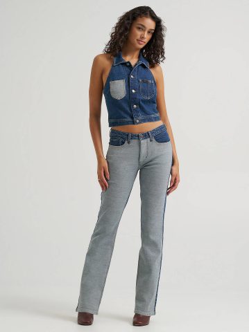 Women's Reversed Denim Chore Halter Top