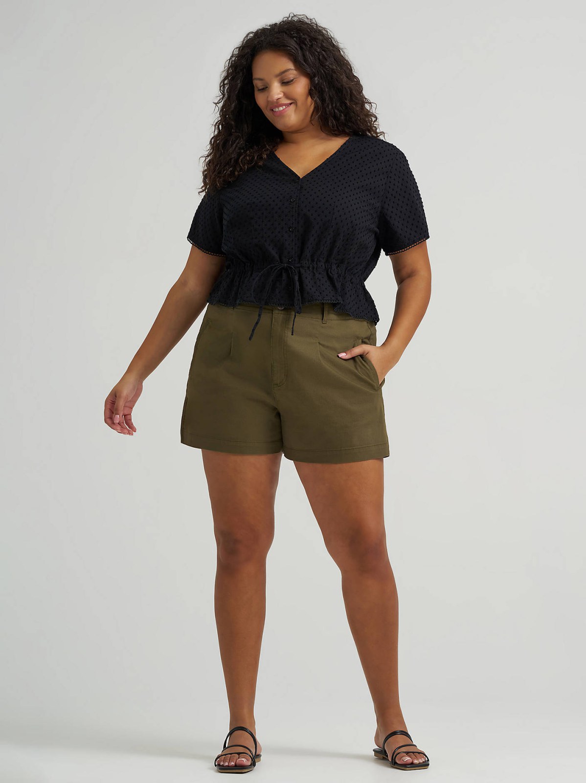Women's Button Front Tie Top (Plus) - view 4
