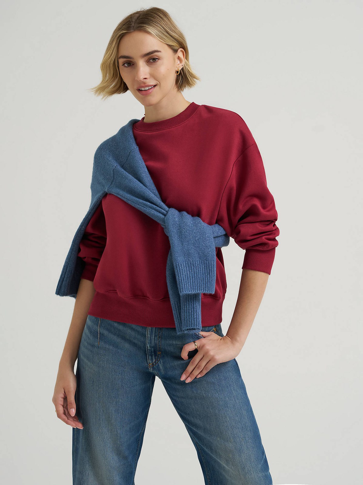 Women's Solid Crew Neck Sweatshirt - view 5