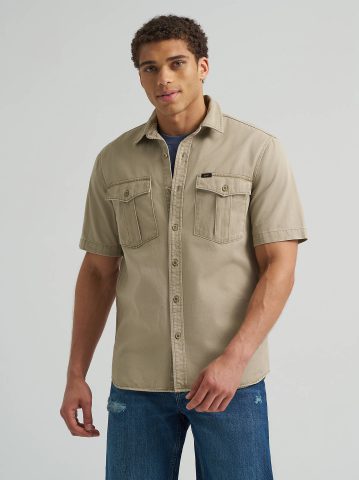 Men's Double Chest Patch Pocket Button Down Shirt