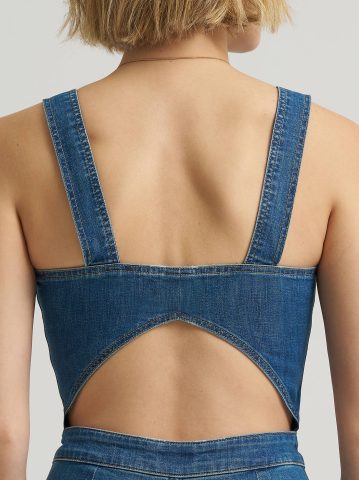 Women's Back Cut Out Denim Jumpsuit