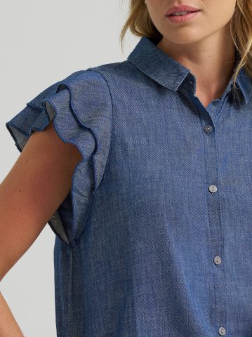 Women's Legendary Flutter Sleeve Button Down Shirt