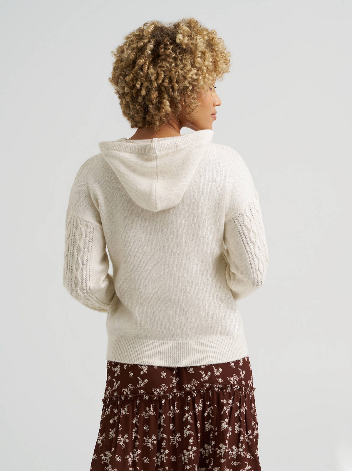 Women's Cable Knit Hooded Sweater - view 2