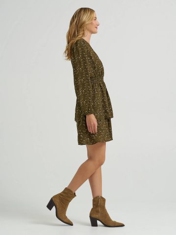 Women's Long Sleeve Floral Ruffle Dress
