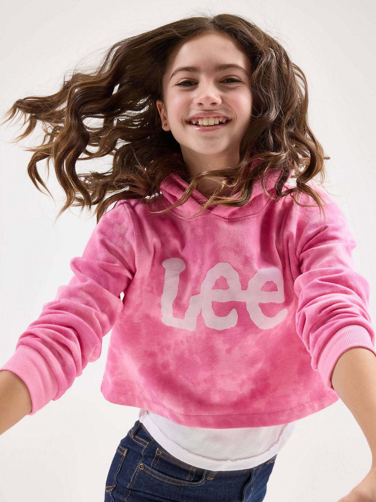 Girl's Tie Dye Crop Logo Hoodie - view 5