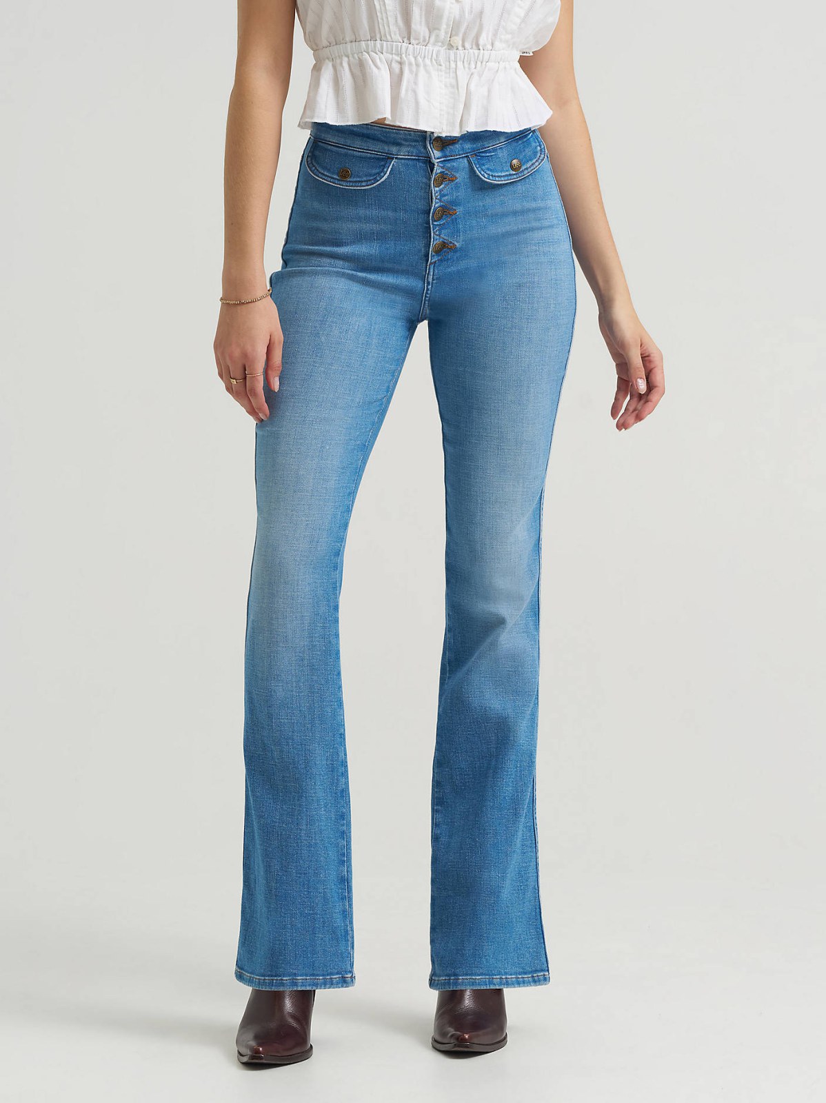 Women's Lace Up Back Button-Fly Bootcut Jean - view 2