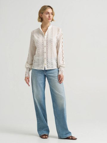 Women's Lace Button Down Blouse