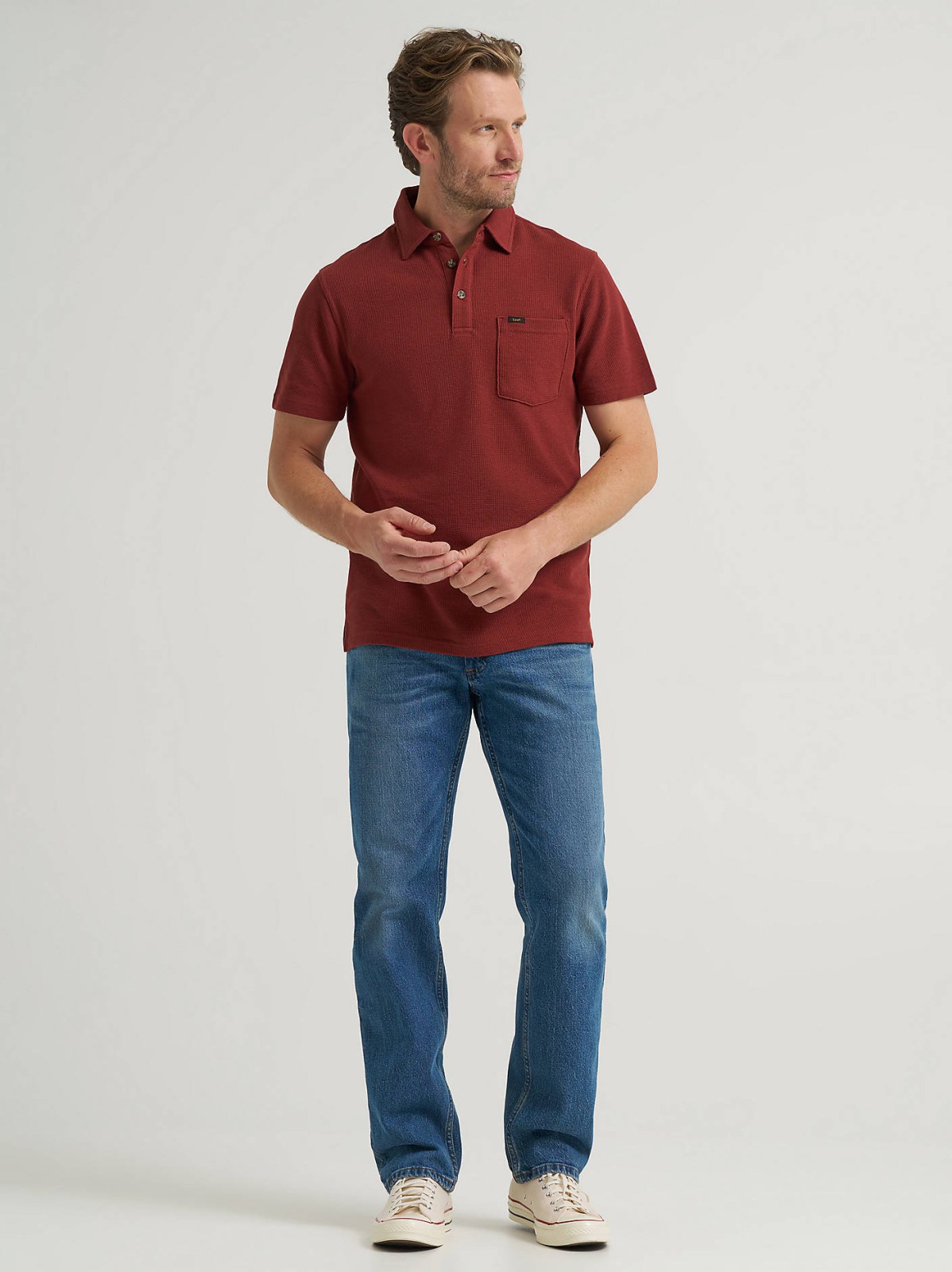 Men's Lightweight Waffle Knit Polo Shirt - view 4