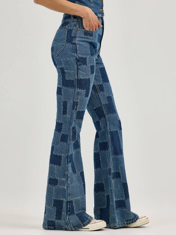 Women's High Rise Patchwork Flare Jean