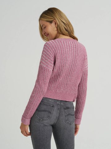 Women's V-Neck Plaited Sweater — alternate view