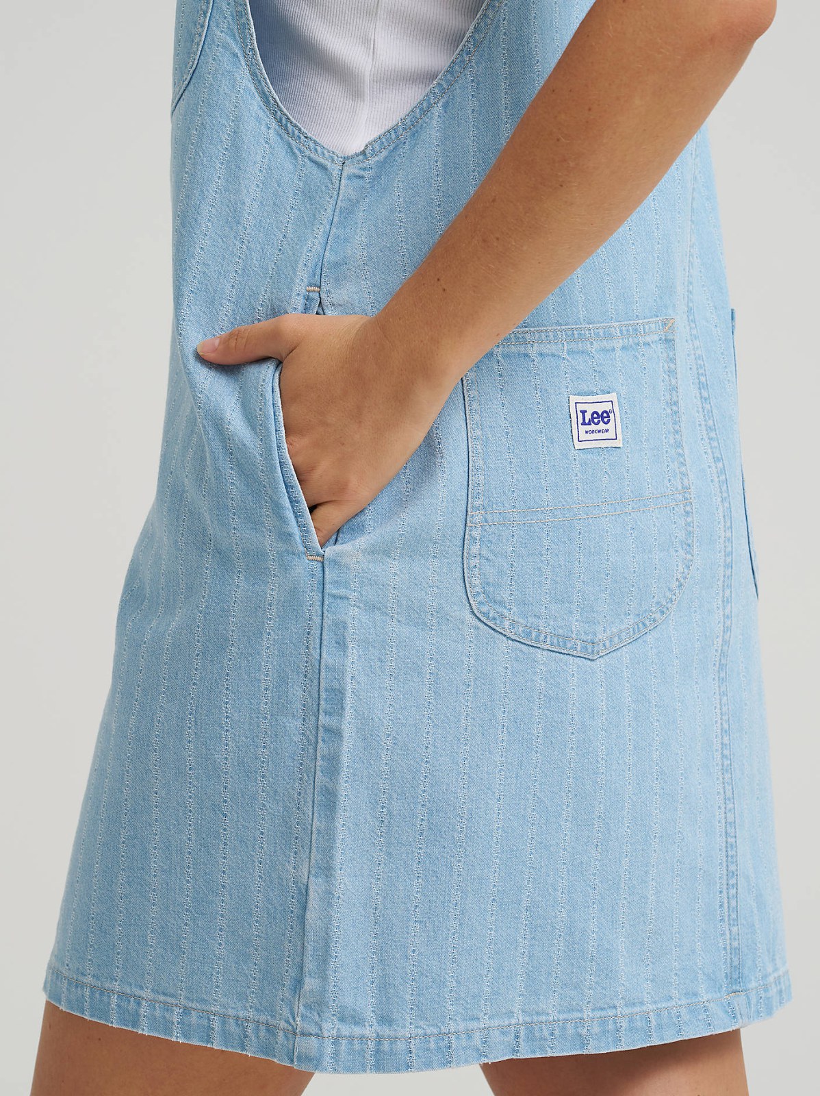 Women's Loose Bib Denim Overall Dress - view 5
