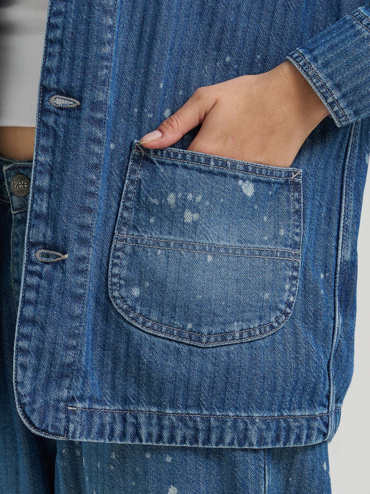 Women's Bleach Splatter Stripe Chore Jacket - view 6