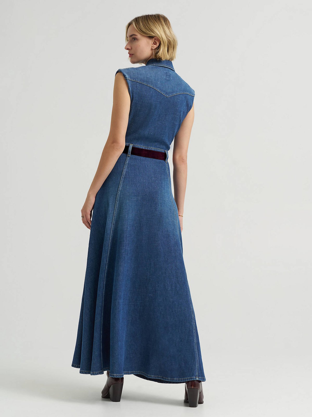 Women's Belted Maxi Shirt Dress - view 2